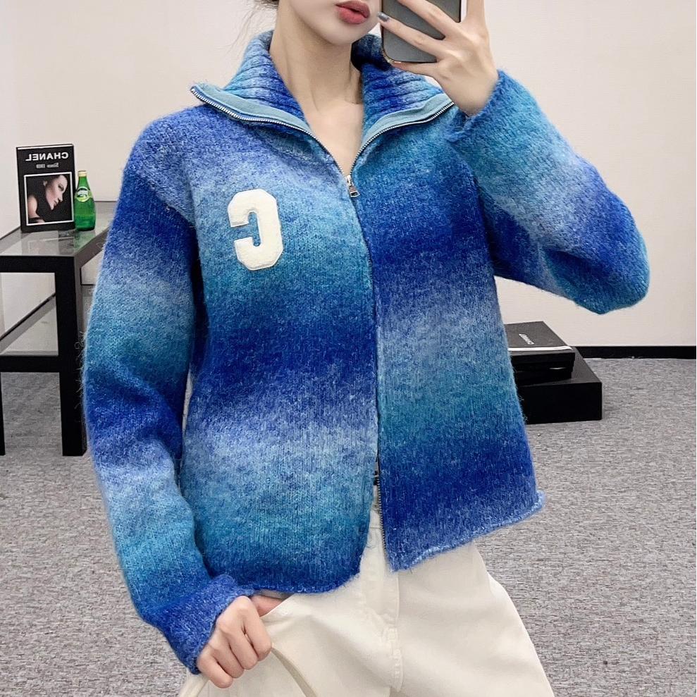 セリーヌ ニット コピー レディース モヘアとウール ダブルジップ カーディガン 