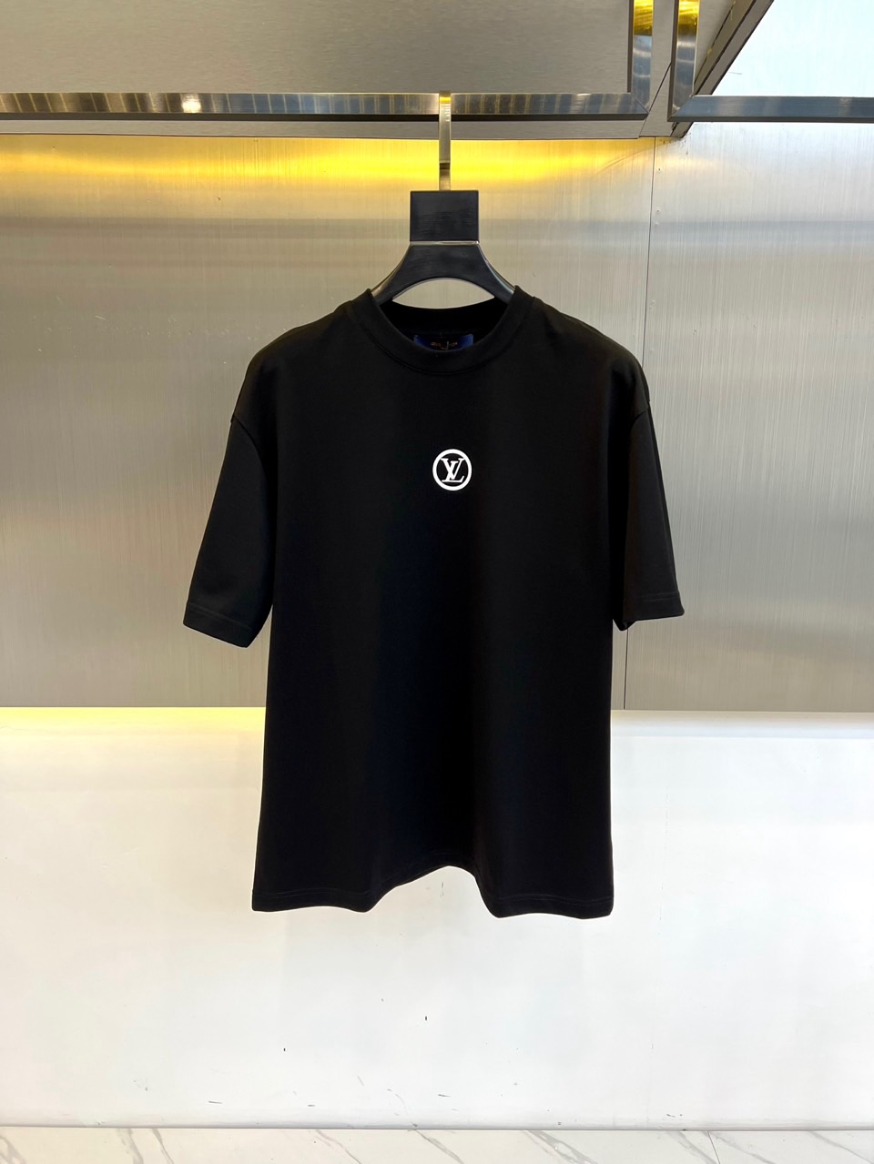 カジュアル ロゴ コットン 半袖Tシャツ ルイ・ヴィトン Tシャツ コピー ブラック