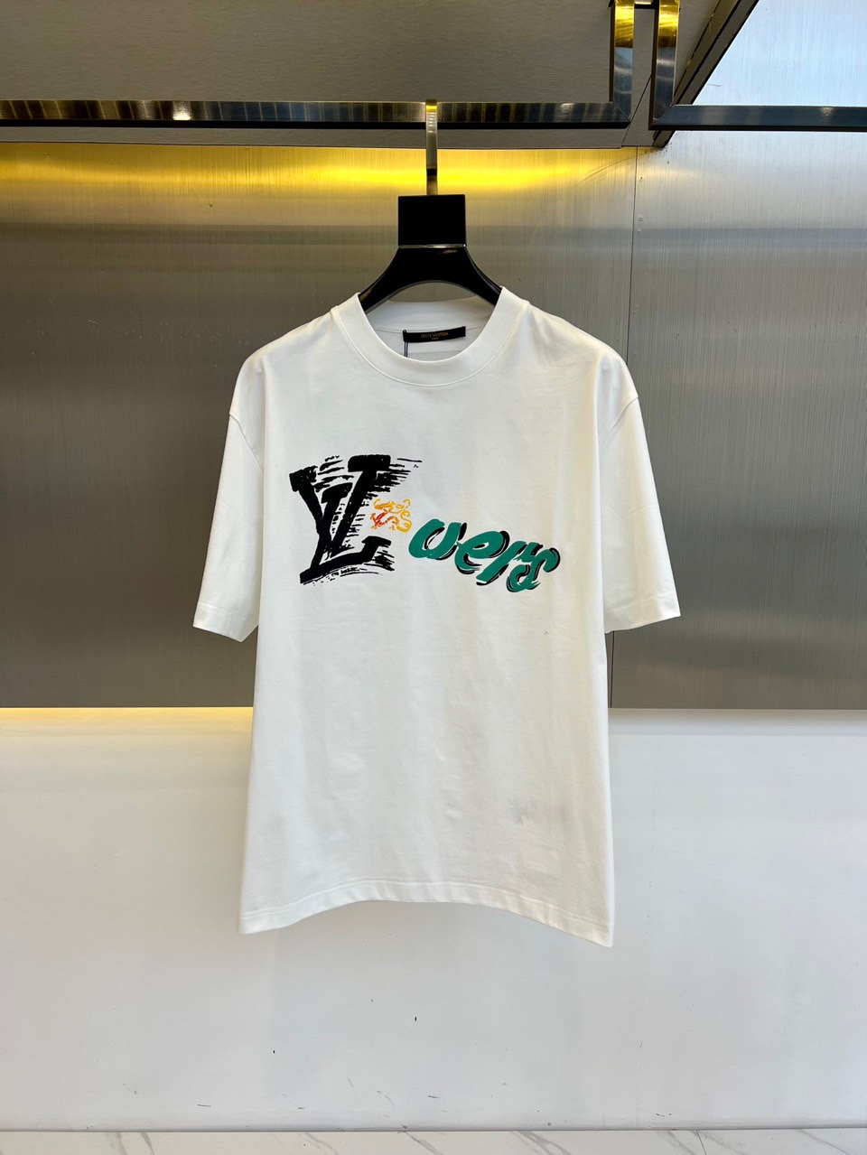 カジュアル ロゴ クルーネック コットン 半袖Tシャツ ルイ・ヴィトン Tシャツ コピー ホワイト
