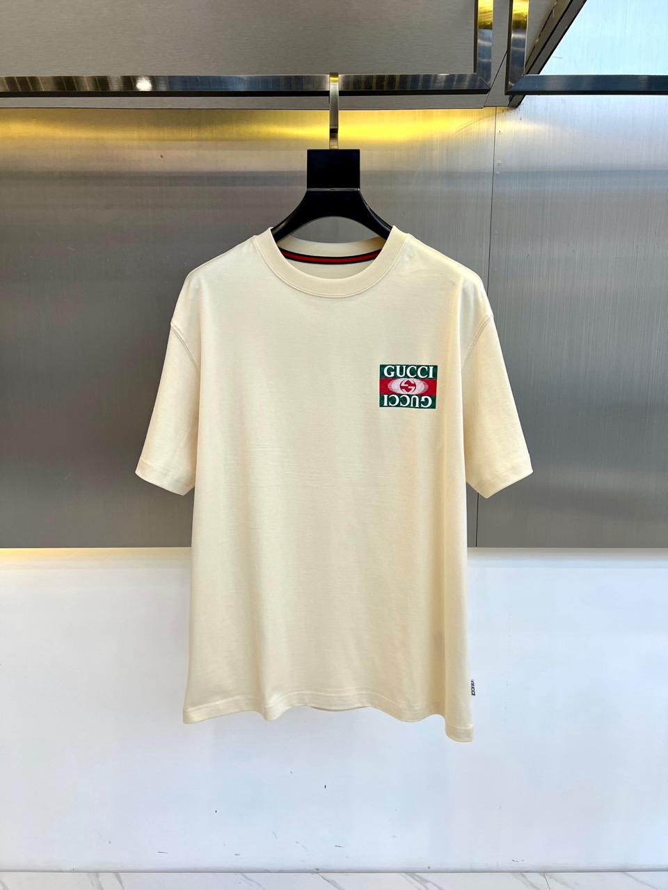 定番 カジュアル ロゴ コットン 半袖Tシャツ グッチ Tシャツ コピー ベージュ