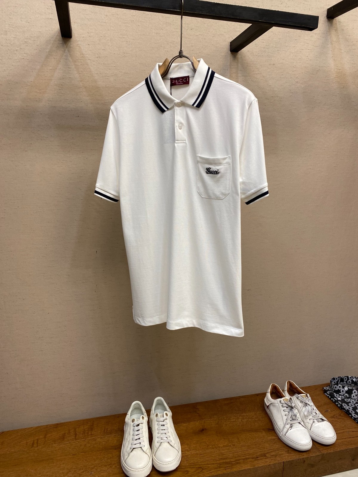 カジュアル コットン 半袖 ポロシャツ グッチ Tシャツ コピー メンズ トップス ホワイト