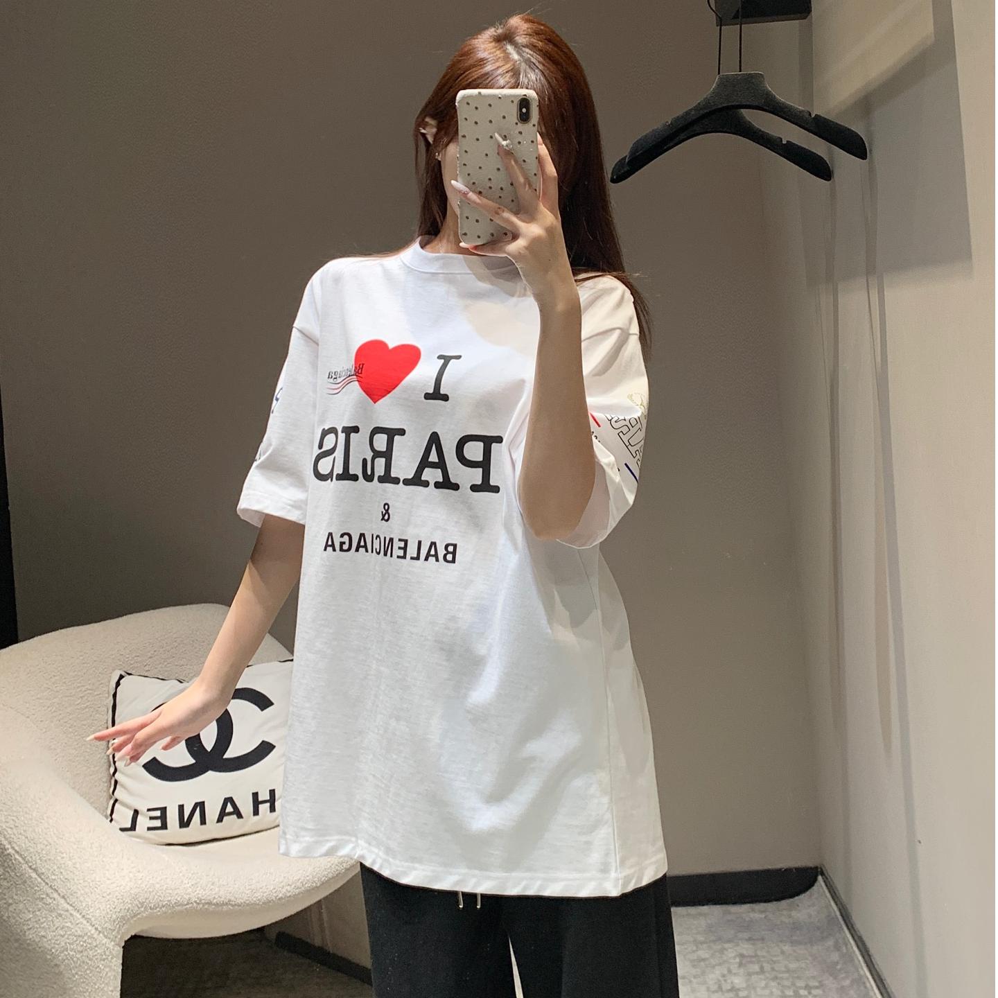 人気 カジュアル オーバーサイズ 半袖Tシャツ バレンシアガ Tシャツ コピー ホワイト