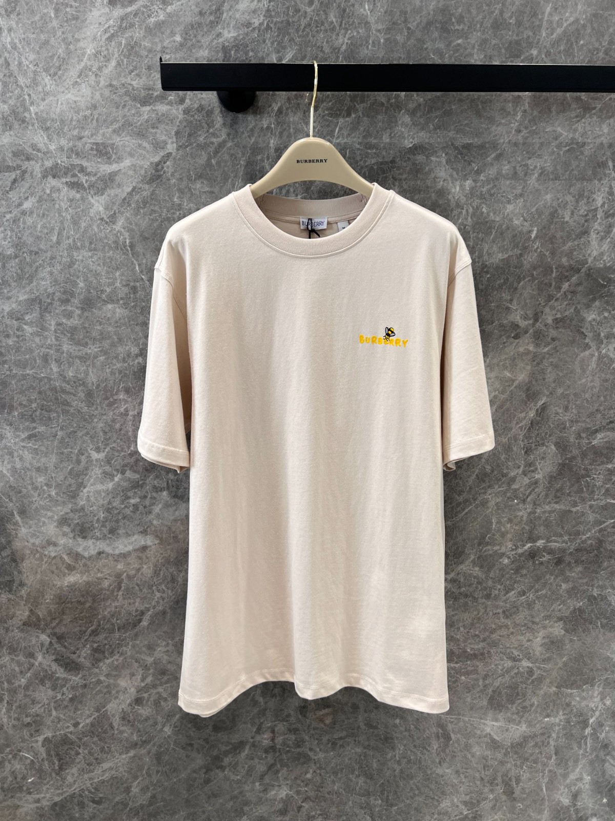 可愛い ユニセックス プリント コットンTシャツ バーバリー 半袖Tシャツ コピー ベージュ