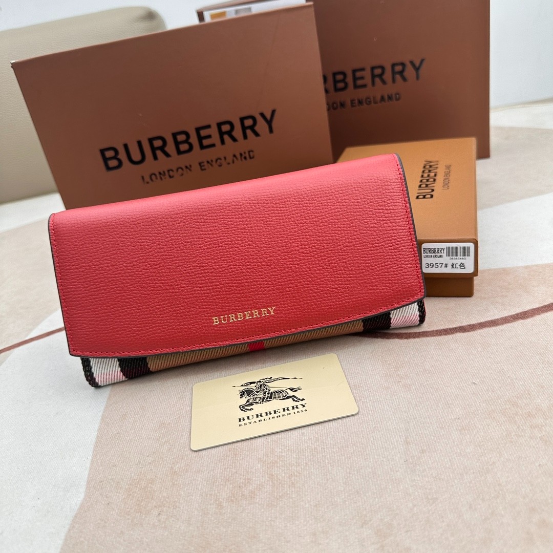 カジュアル 定番 チェック 長財布 バーバリー 財布 コピー レッド
