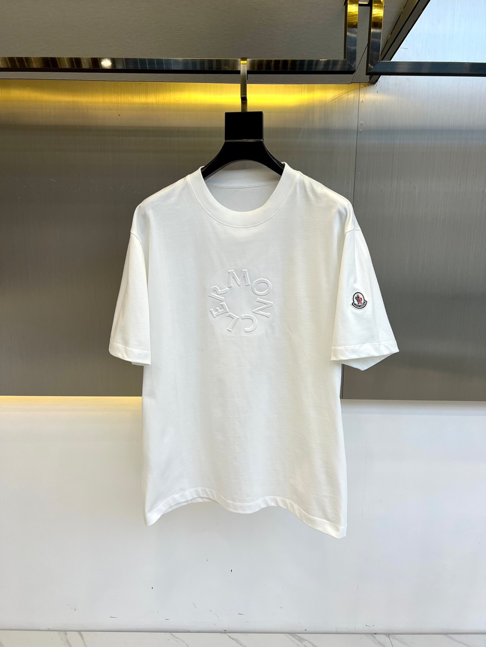 カジュアル クルーネック 半袖Tシャツ モンクレール Tシャツ コピー コットン ホワイト