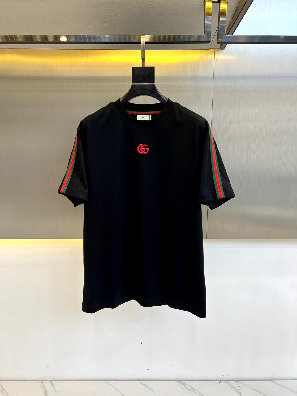 カジュアル シンプル クルーネック 半袖Tシャツ グッチ Tシャツ コピー ブラック