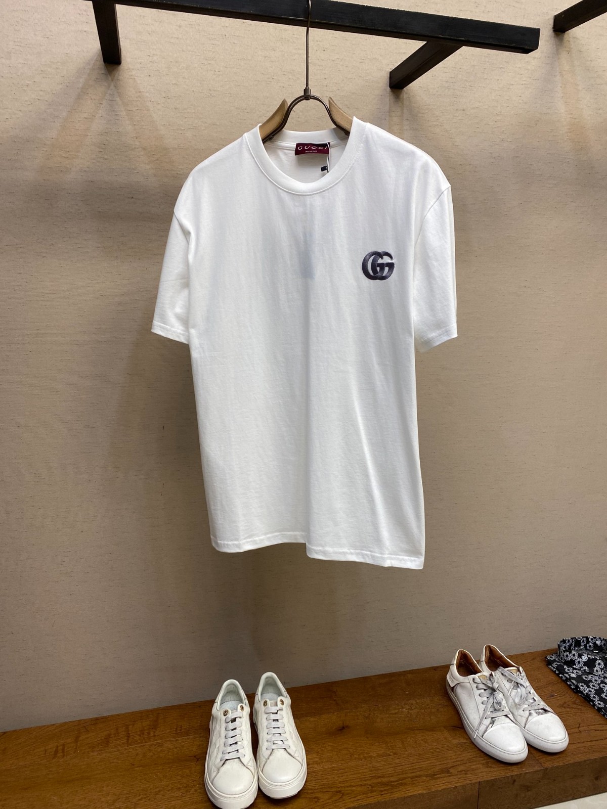 シンプル クルーネック 半袖Tシャツ グッチ Tシャツ コピー コットン ホワイト