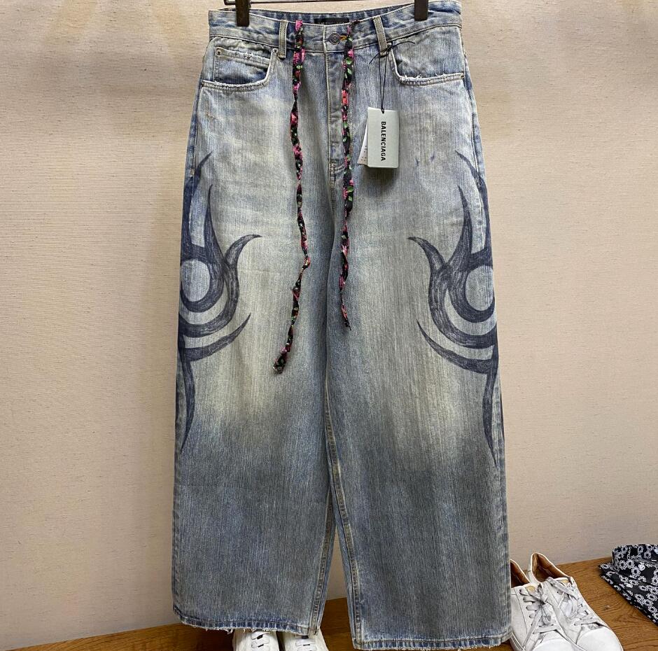 Y2K ストレッチ ニー Baggy デニムパンツ バレンシアガ ジーンズ コピー ユニセックス