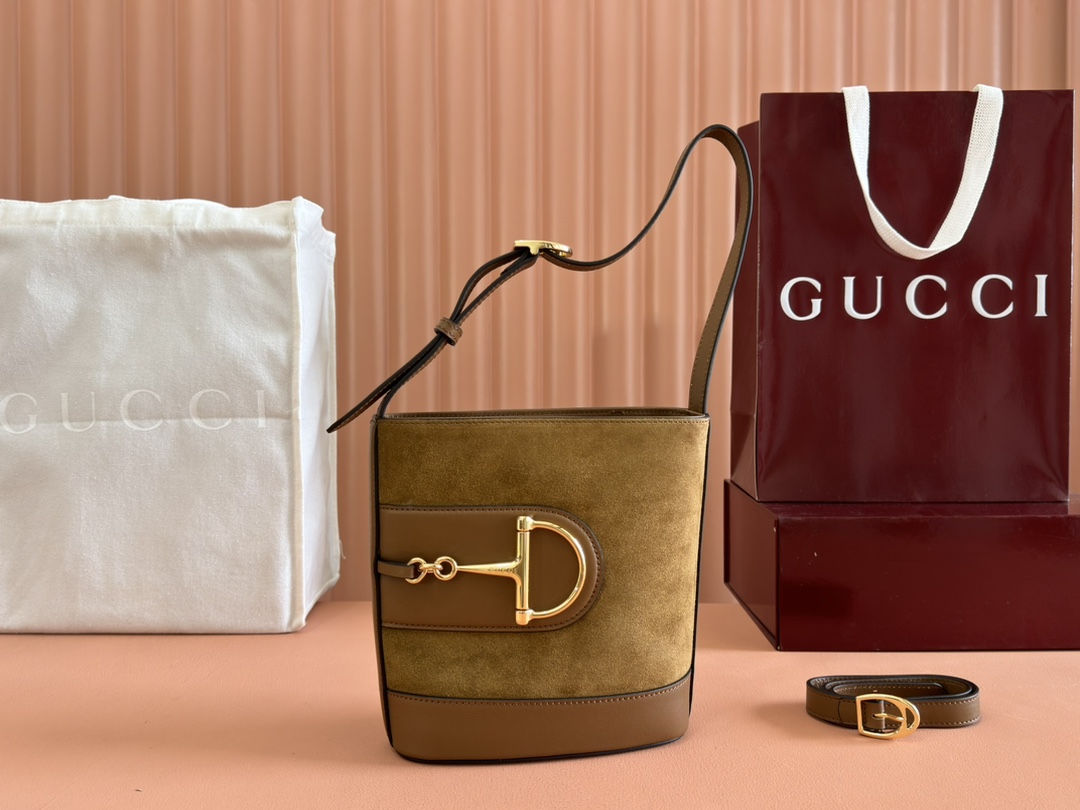 GUCCI 73 スモール バケットバッグ スエード グッチ バッグ スーパーコピー 833665 ブラウン