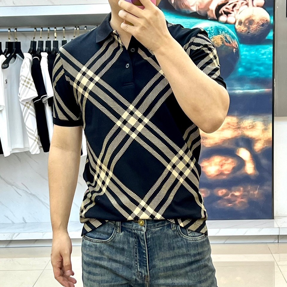 カジュアル チェック柄 ポロシャツ バーバリー Tシャツ コピー ブラック