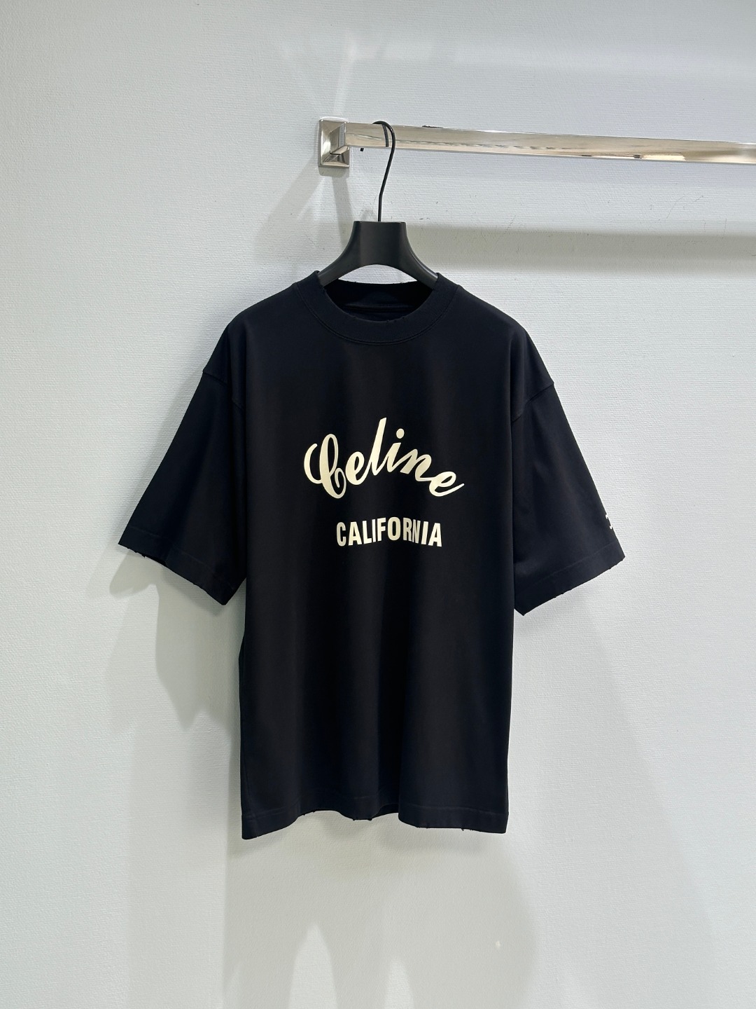 ユニセックス ゆったり 半袖Tシャツ セリーヌ Tシャツ コピー クルーネック ブラック