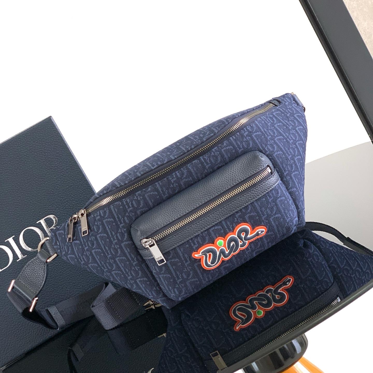 DIOR AND KAWS Rider 2.0 ベルトバッグ スーパーコピー メンズバッグ ブルー