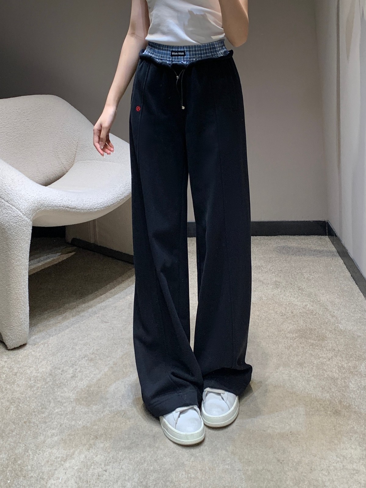 おしゃれ ダブルウエスト ロングパンツ ミュウミュウ パンツ コピー