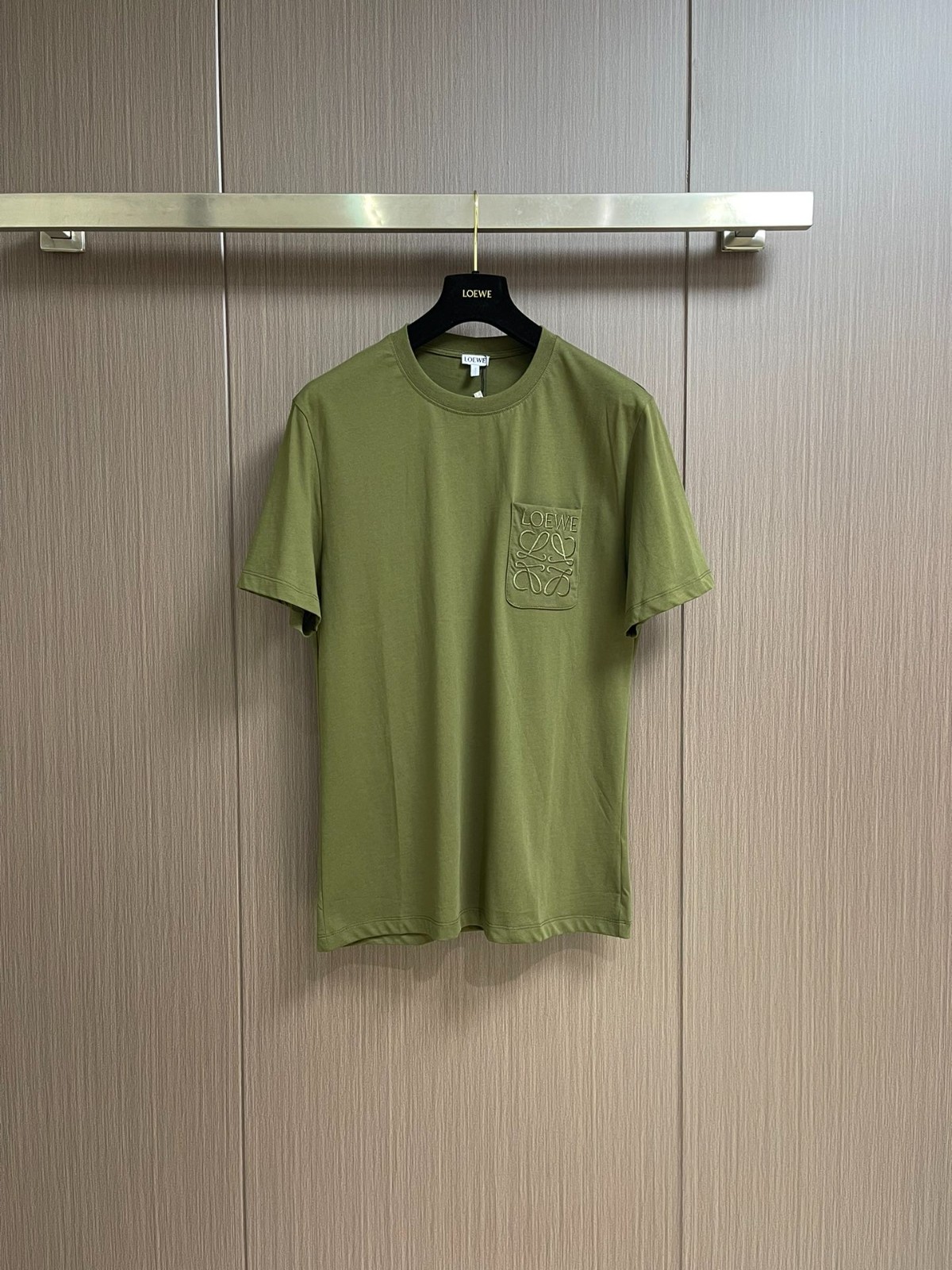 カジュアル おしゃれ クルーネック 半袖Tシャツ ロエベ Tシャツ コピー コットン グリーン