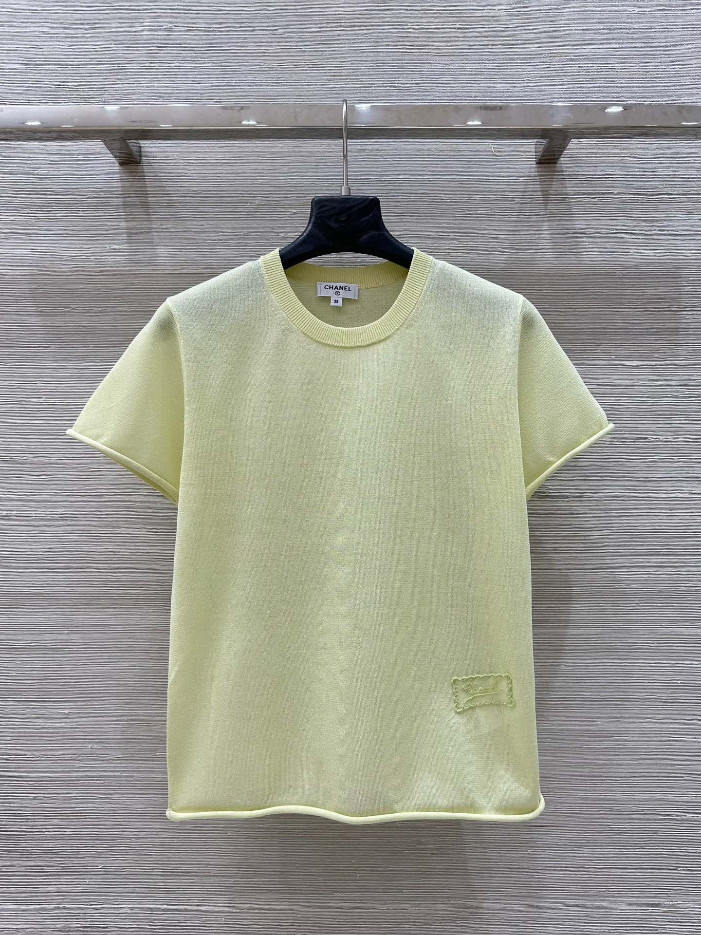 春夏 シンプル 半袖ニット トップス シャネル Tシャツ コピー ライトグリーン