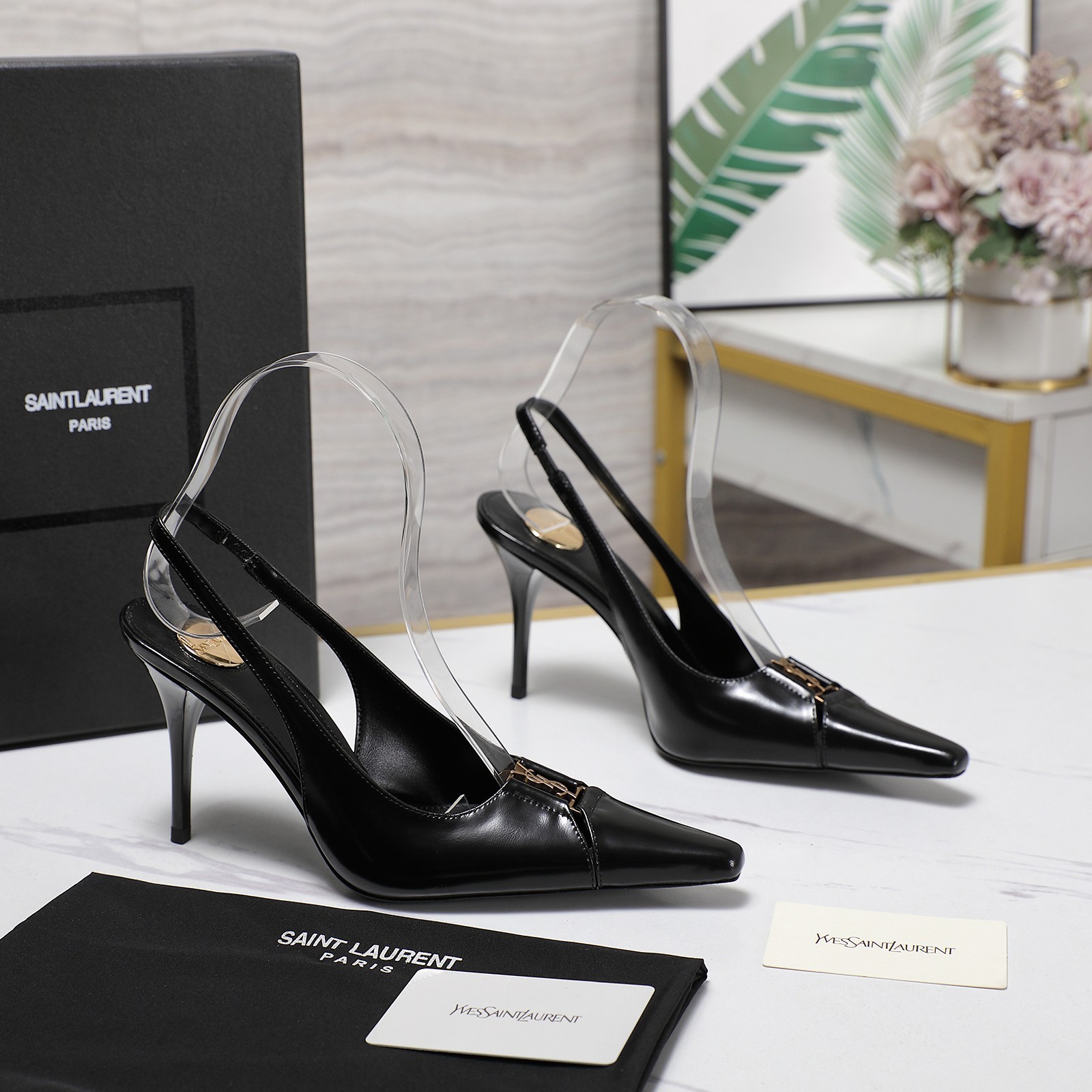 YSL バビロン ブルトイユ スリングバックパンプス スーパーコピー ブラック