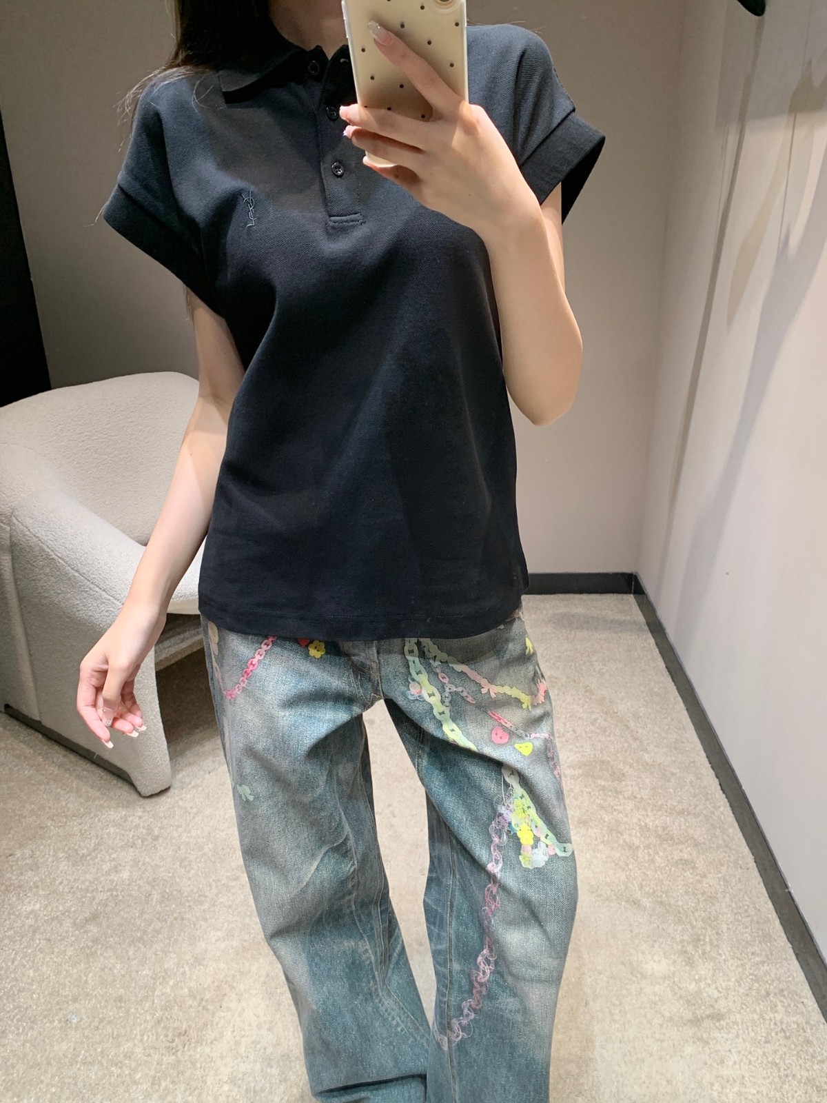 洗練された カジュアル イヴ・サンローラン Tシャツ コピー ポロシャツ ブラック