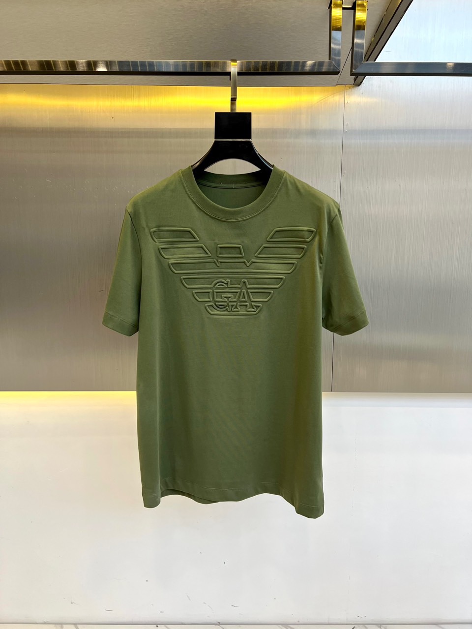 シンプル お洒落 クルーネック 半袖Tシャツ アルマーニ Tシャツ コピー グリーン