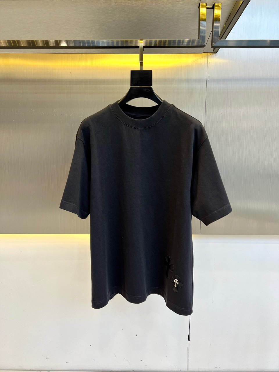 シンプル クロスパッチ クロムハーツ Tシャツ コピー コットンジャージ ダークグレー