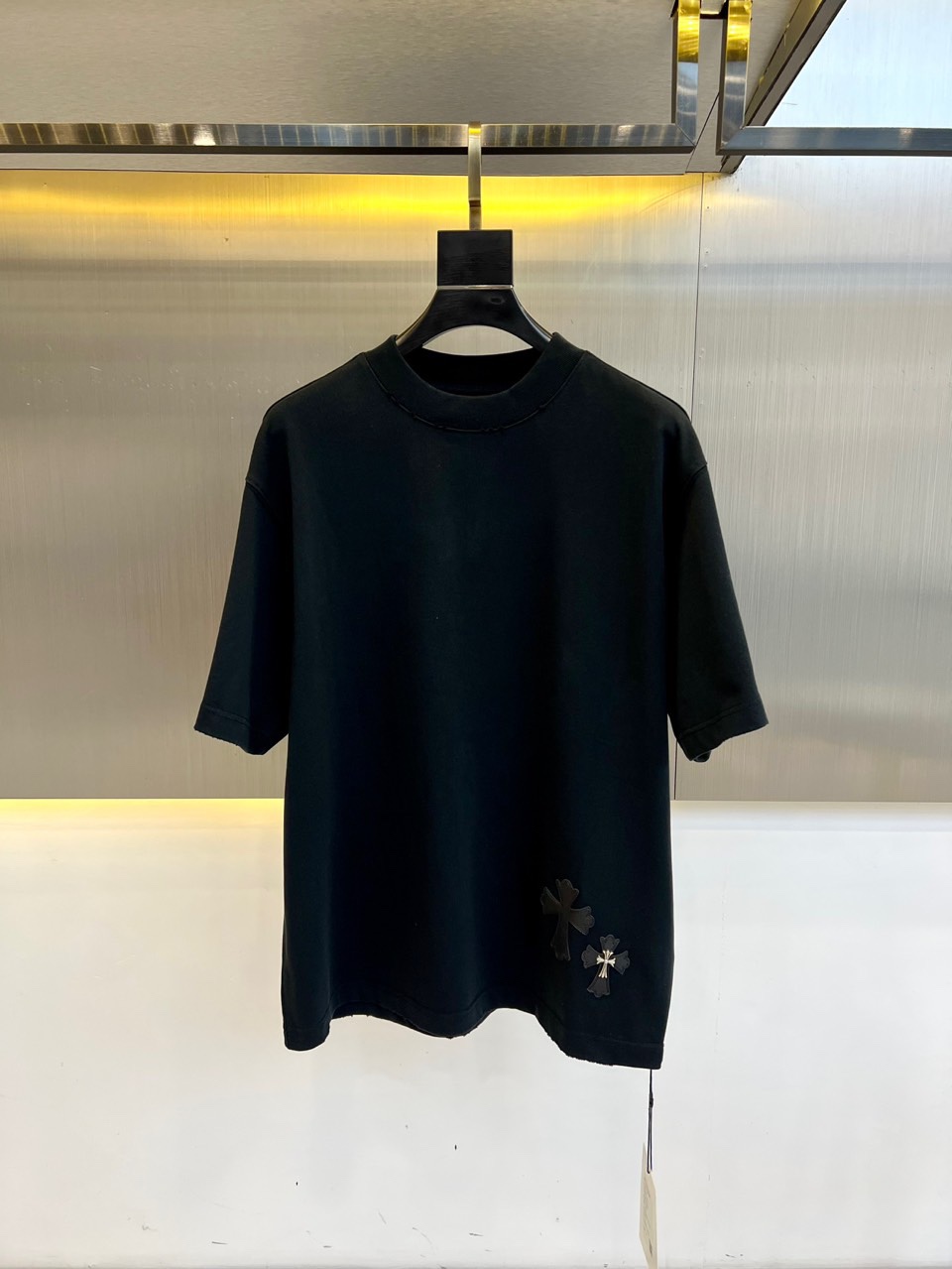 シンプル クロスパッチ クロムハーツ Tシャツ コピー コットンジャージ ブラック