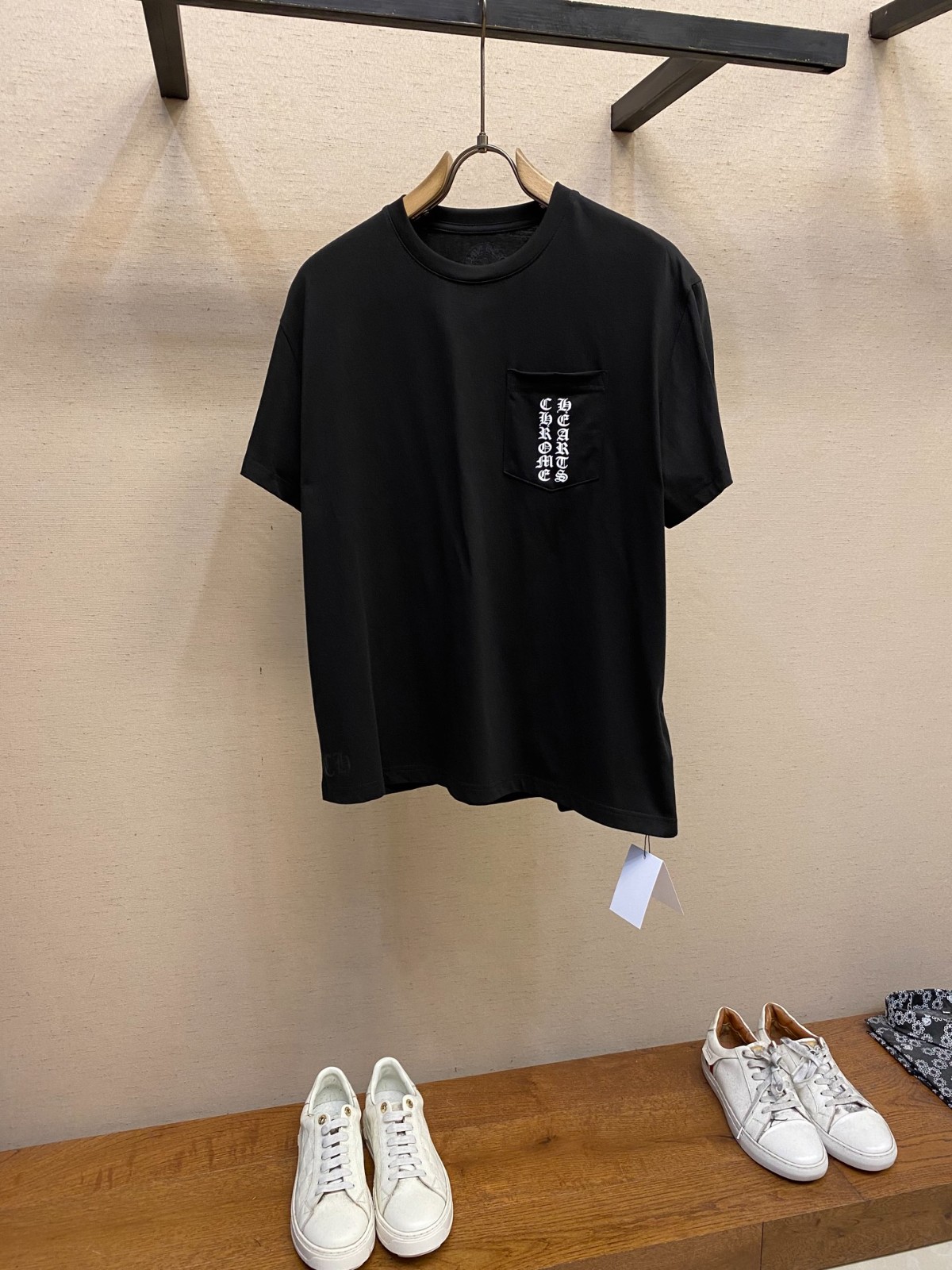 カジュアル コットン 半袖Tシャツ クロムハーツ Tシャツ コピー クルーネック ブラック
