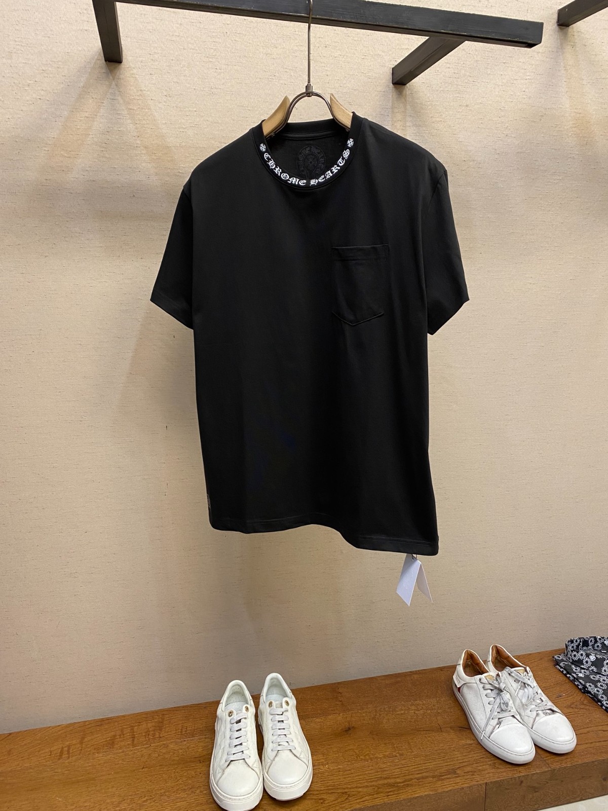 お洒落 ロゴプリント クルーネック 半袖Tシャツ クロムハーツ Tシャツ コピー コットン ブラック