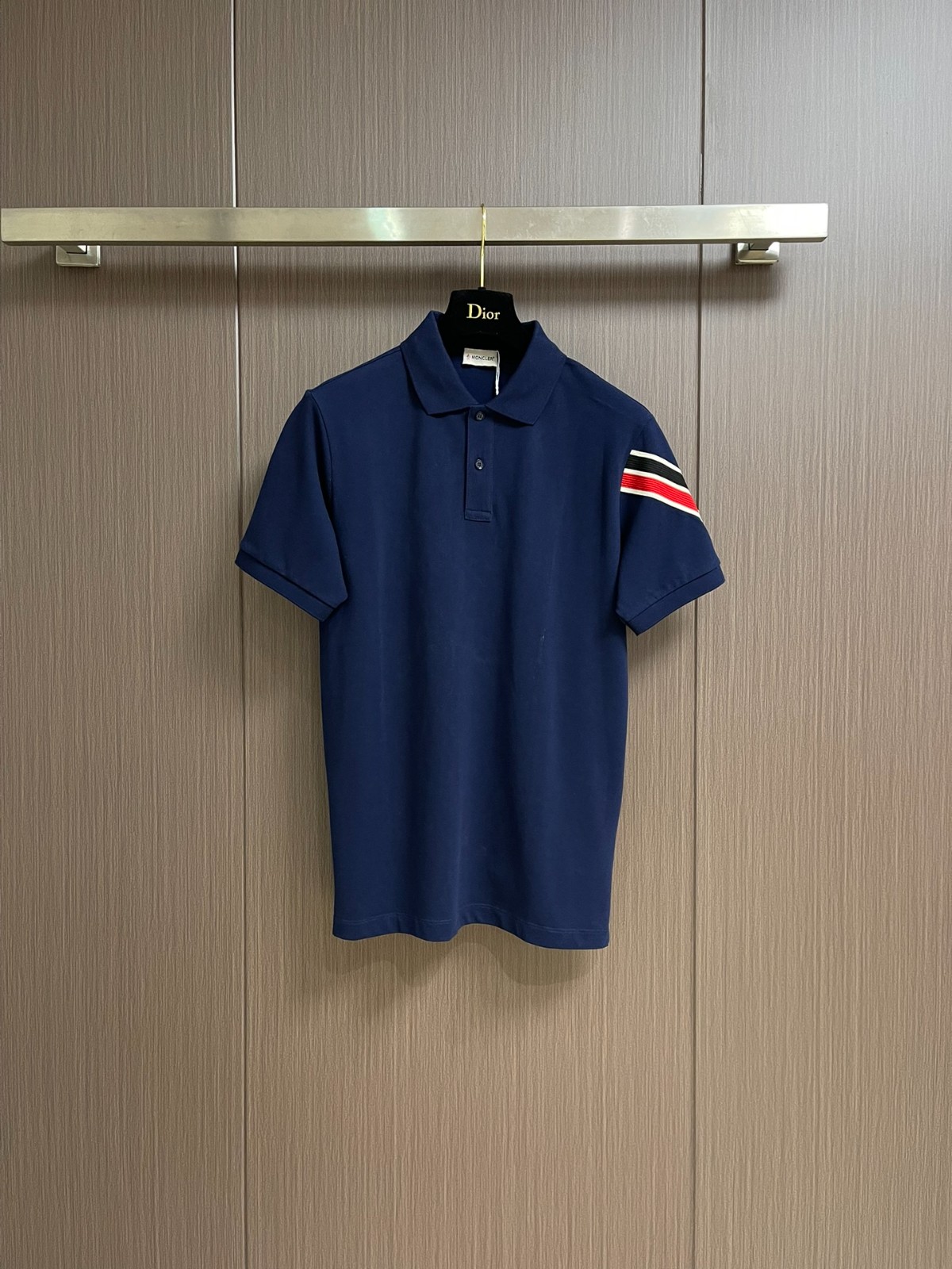 カジュアル モンクレール Tシャツ スーパーコピー コットンピケ 半袖ポロシャツ ブルー