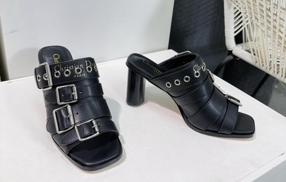 注目される Dior Punk ヒールスライド クリスチャン・ディオール サンダル コピー ブラック