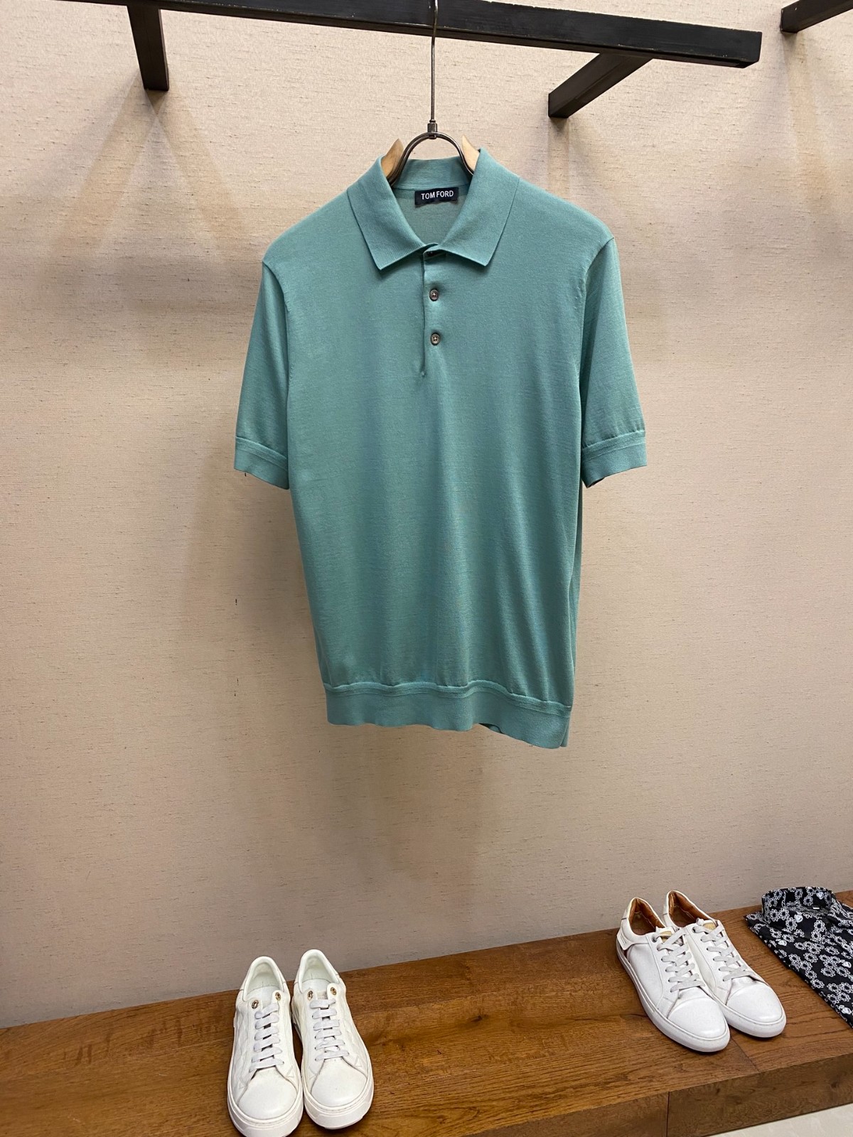 シンプル 上品 半袖 ニットポロ トムフォード ニット 偽物 グリーン