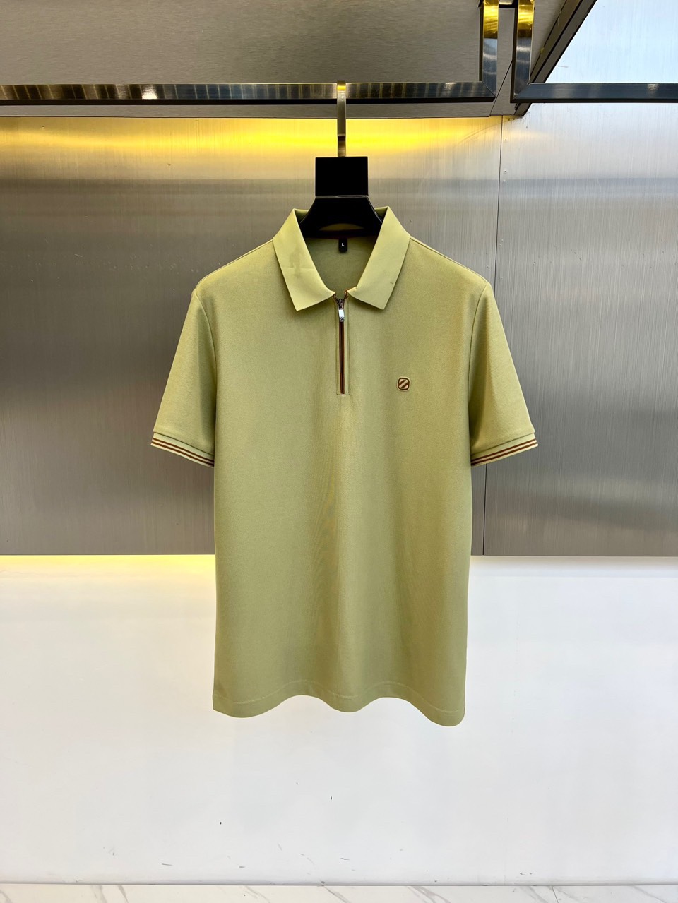 洗練された ハーフジップ ポロシャツ エルメネジルド・ゼニア Tシャツ コピー グリーン