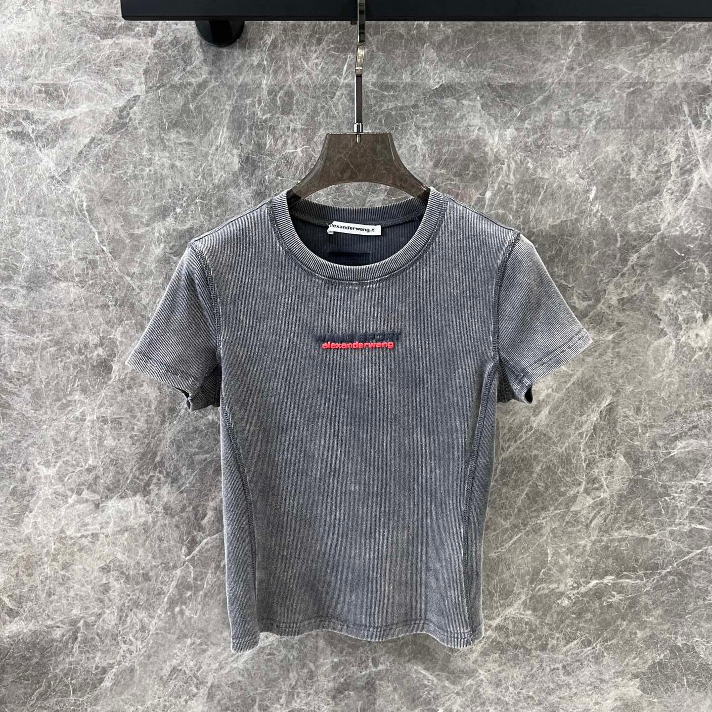 アレキサンダーワング Tシャツ コピー シンプル ロゴ コンパクト 半袖Tシャツ グレー