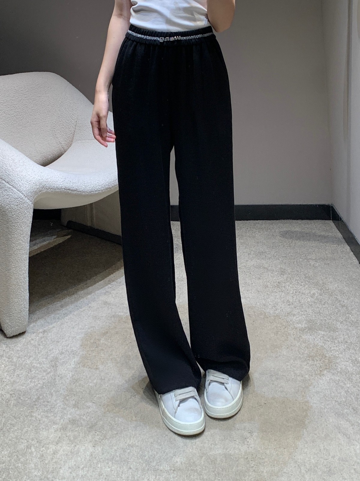シンプル 春夏 カジュアル ロングパンツ アレキサンダーワング パンツ 偽物 ブラック