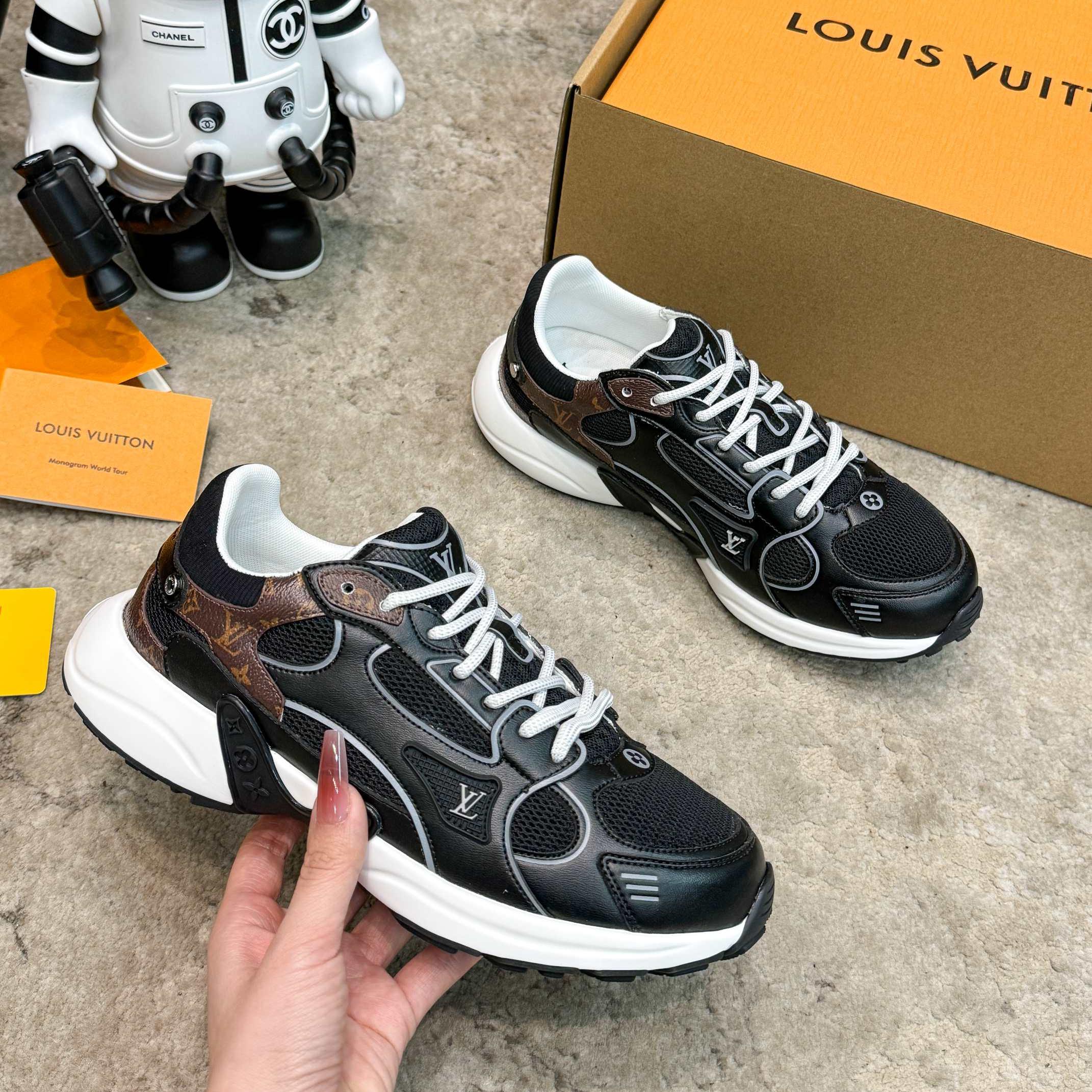 おしゃれ カジュアル LV オリンピア スニーカー ルイ・ヴィトン スニーカー スーパーコピー ブラック