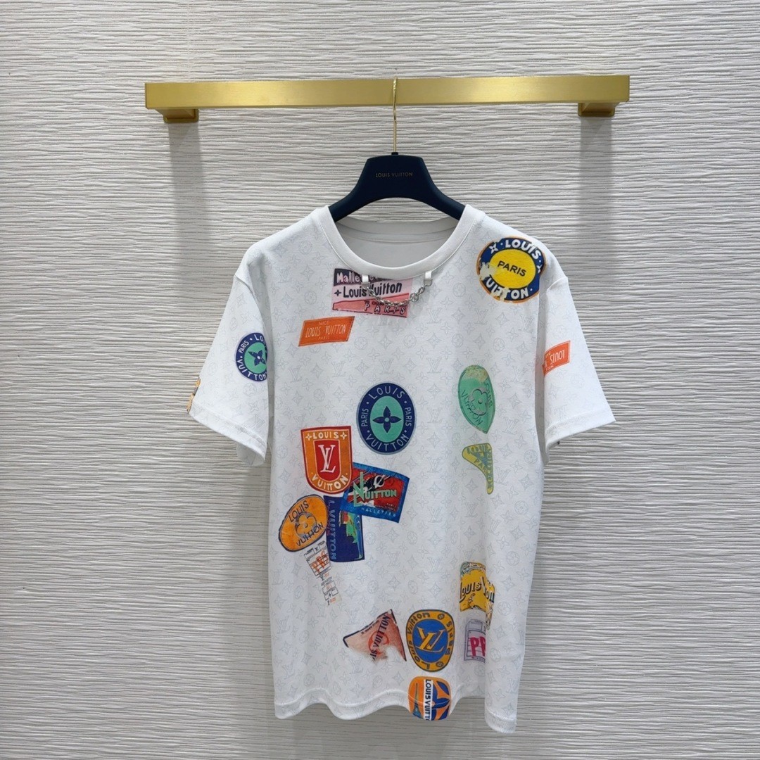 マヒナ パッチプリントTシャツ ルイ・ヴィトン 半袖Tシャツ コピー ホワイト