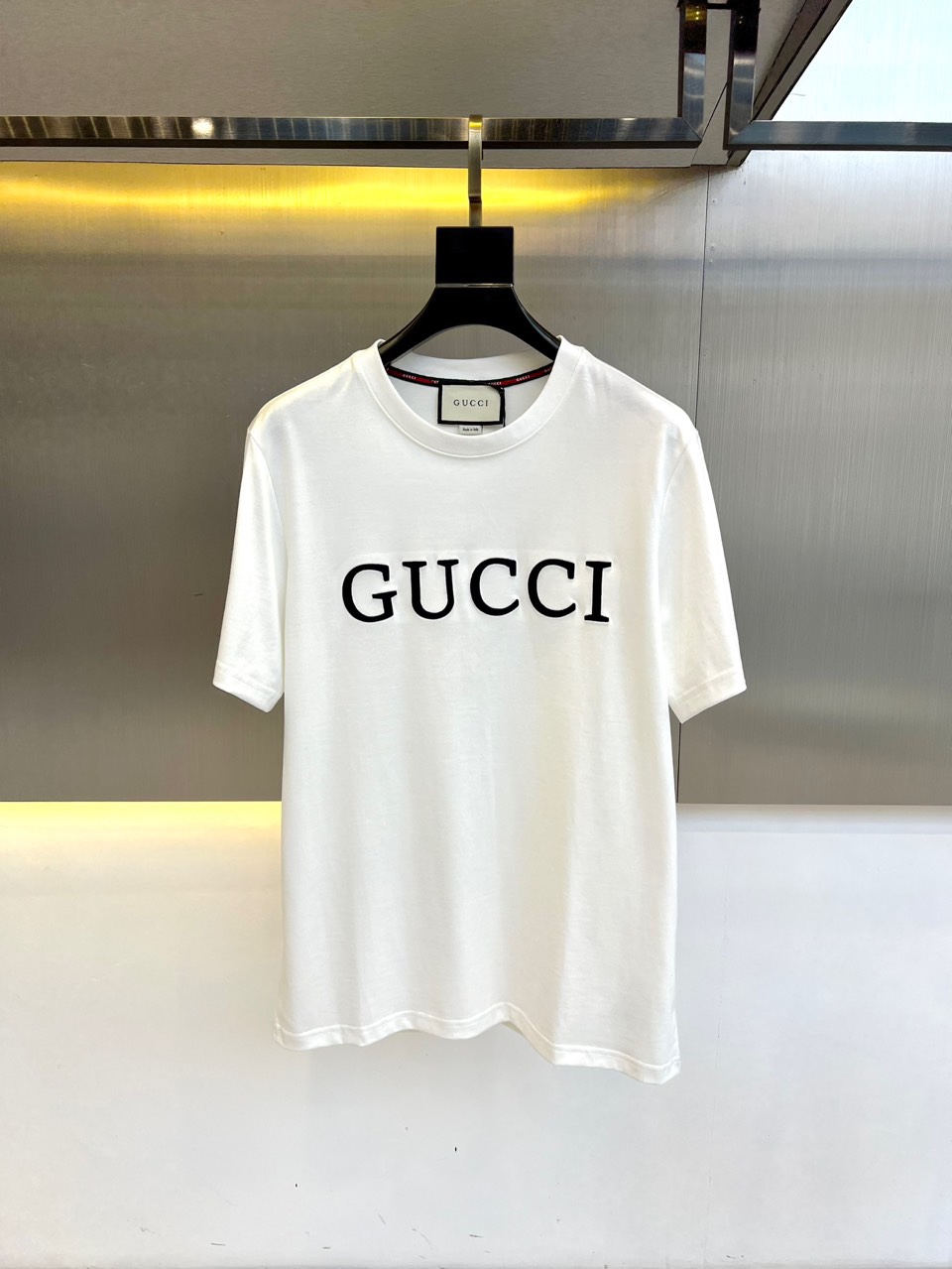 シンプル コットン クルーネック 半袖Tシャツ グッチ Tシャツ 偽物 ホワイト