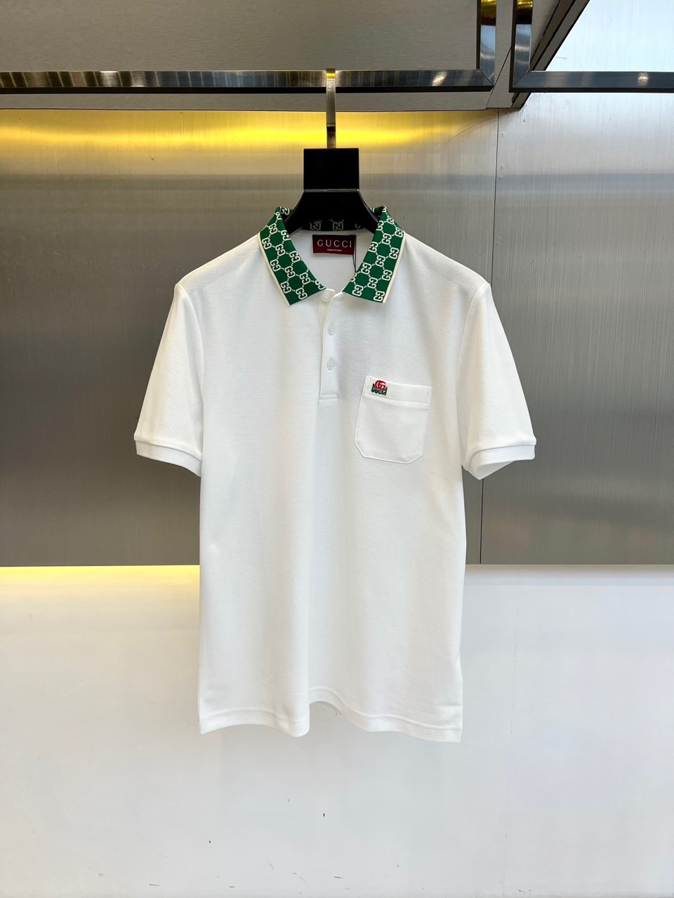 上品 カジュアル コットンピケ 半袖ポロシャツ グッチ Tシャツ 偽物 ホワイト