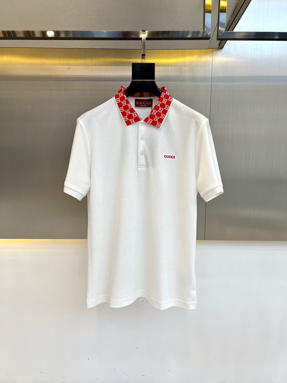 グッチ Tシャツ 偽物 上品 カジュアル コットンピケ 半袖ポロシャツ ホワイト