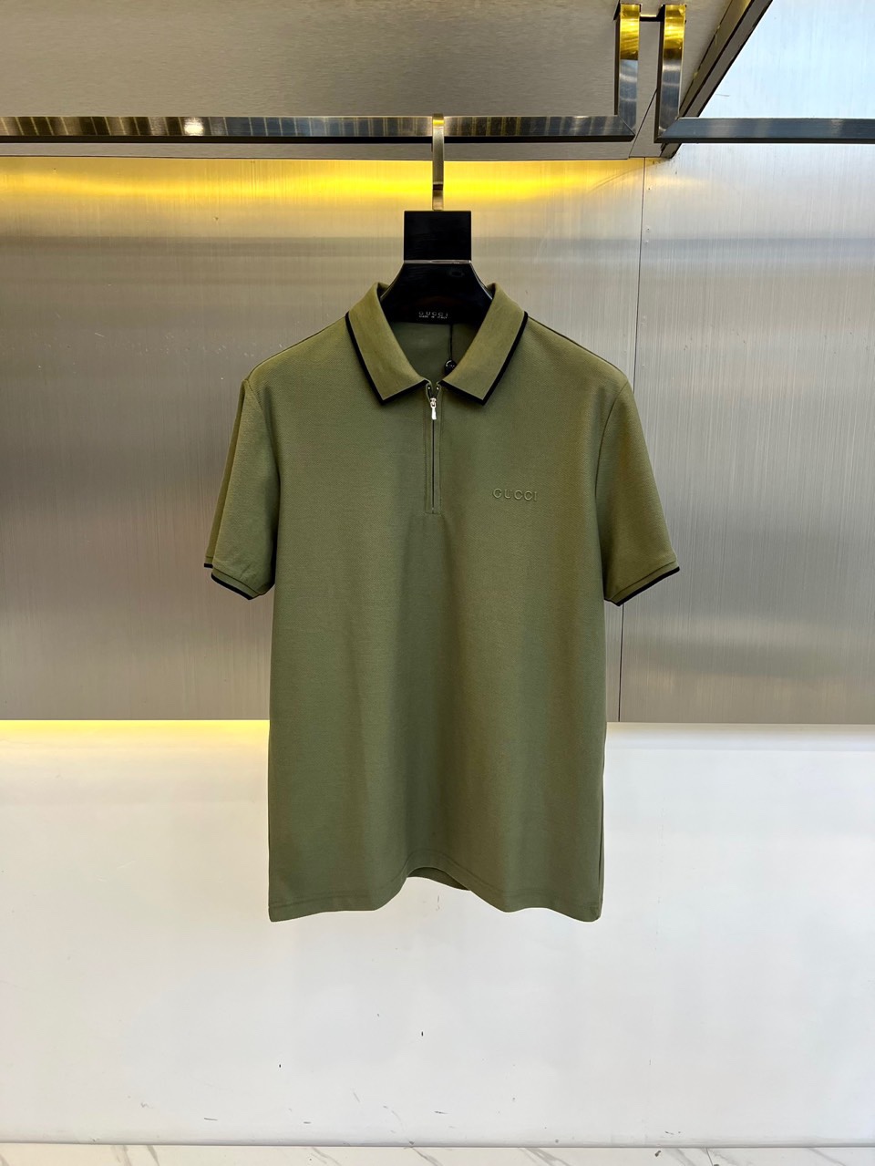 コットンピケ ハーフジップ ポロシャツ グッチ Tシャツ コピー グリーン
