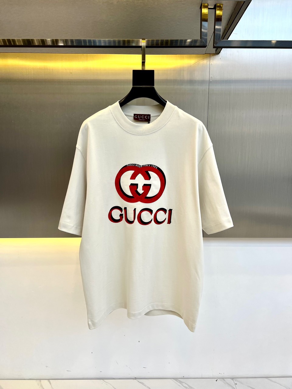 コットンジャージ リラックス 半袖Tシャツ グッチ Tシャツ コピー ベージュ