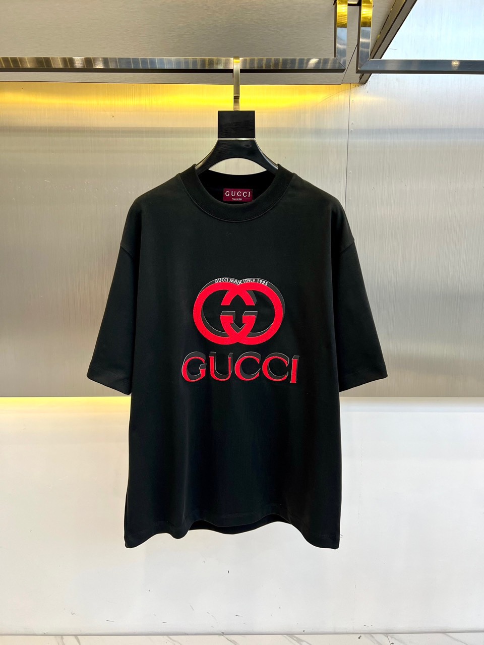 コットンジャージ リラックス 半袖Tシャツ グッチ Tシャツ コピー ブラック