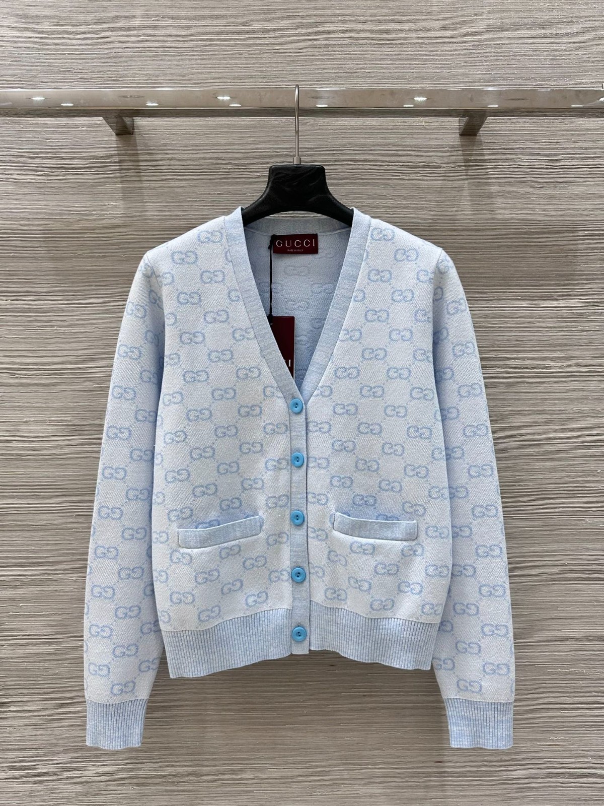 定番 合わせやすい Vネック カーディガン グッチ ニット コピー ブルー