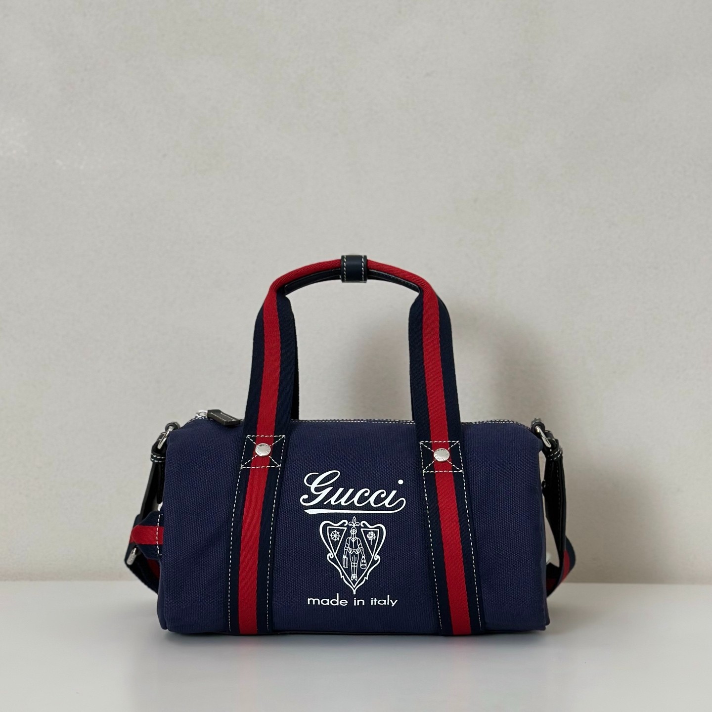 プリント キャンバス スモール ダッフルバッグ グッチ バッグ コピー ブルー