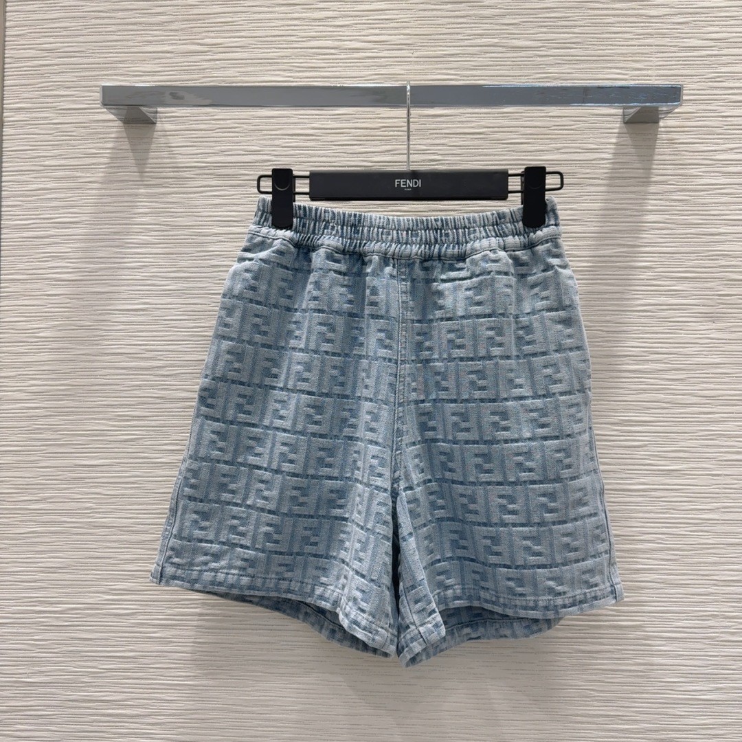 FFモチーフ デニム ショートパンツ フェンディ パンツ スーパーコピー