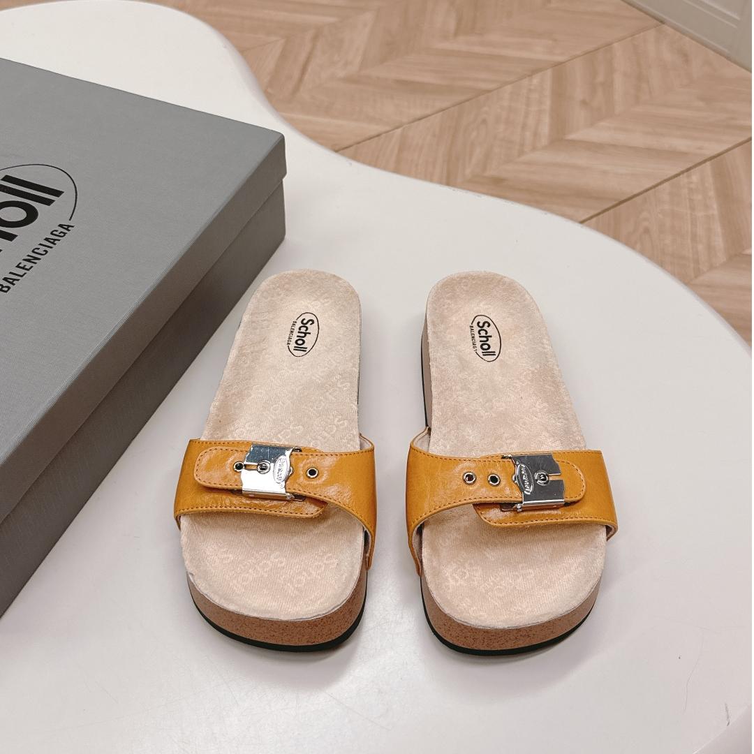 BALENCIAGA I Scholl フラット サンダル バレンシアガ サンダル コピー ブラウン