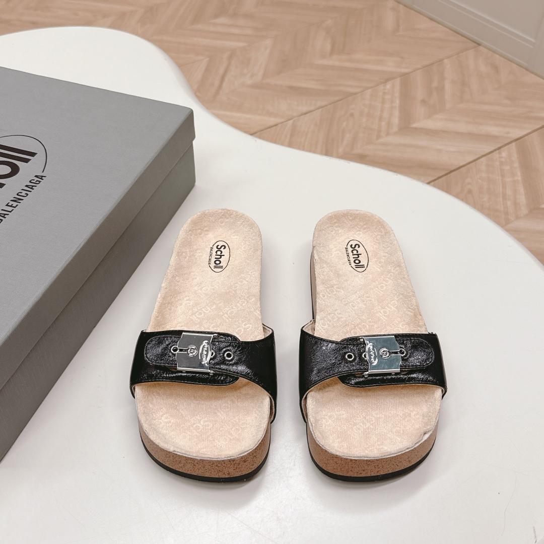 BALENCIAGA I Scholl フラット サンダル バレンシアガ サンダル コピー ブラック