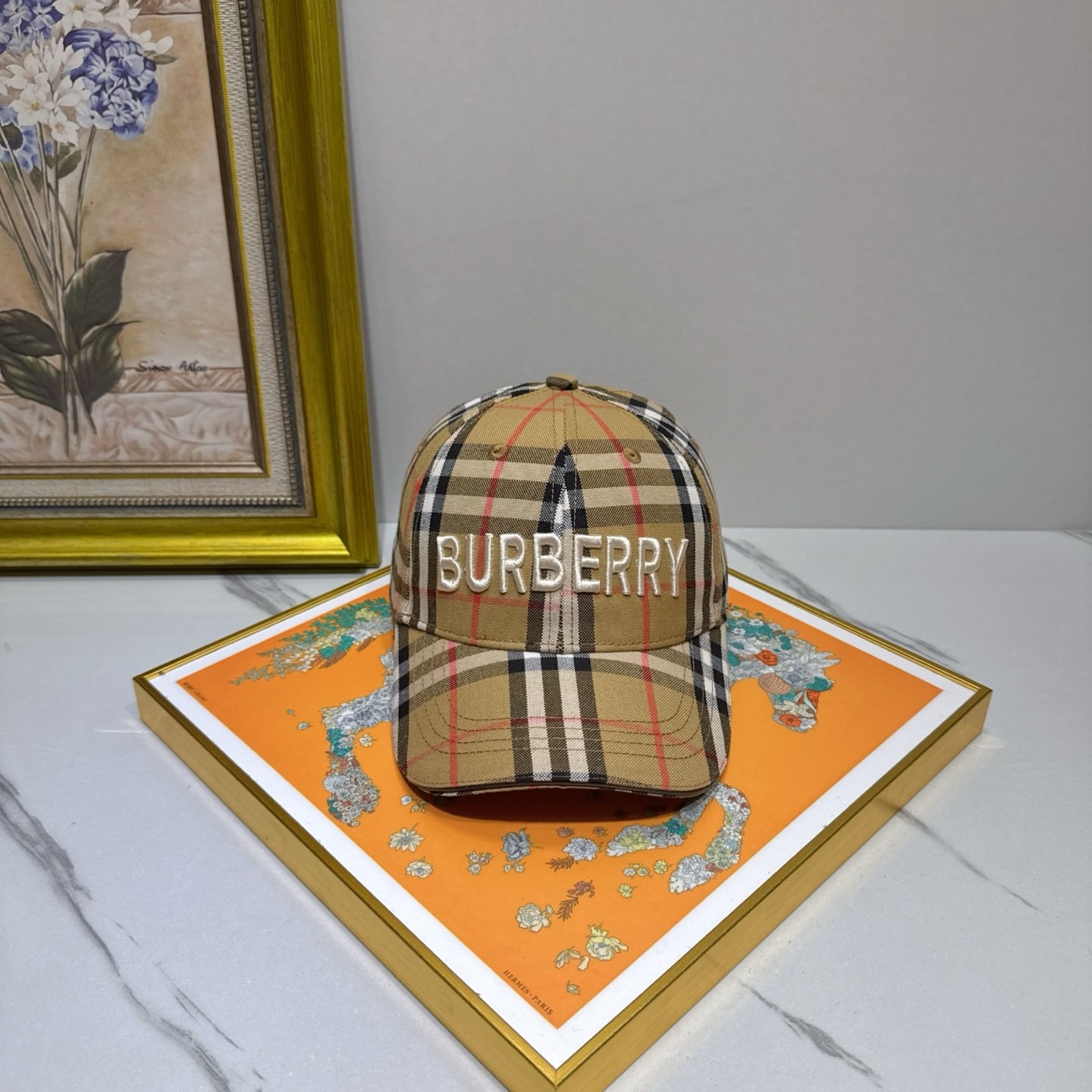 バーバリー キャップ 偽物 定番 チェック柄 刺繍入り 帽子 ユニセックス
