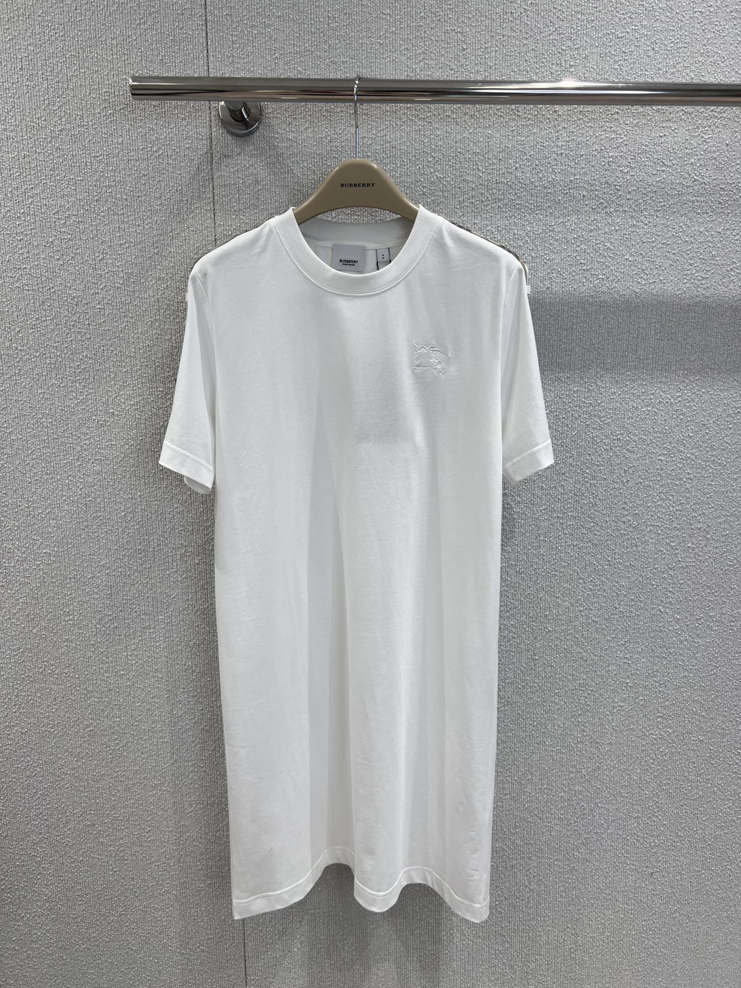 チェックトリム コットン Tシャツドレス バーバリー ワンピース コピー ホワイト