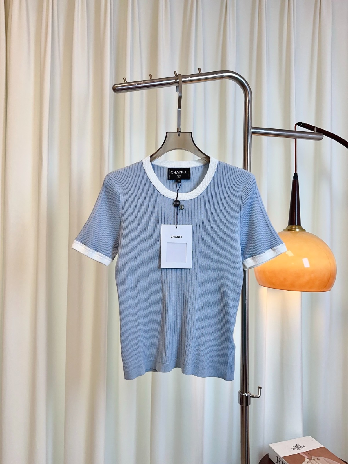 大人 上品 ココビーチ ニットトップス シャネル Tシャツ 偽物 ブルー