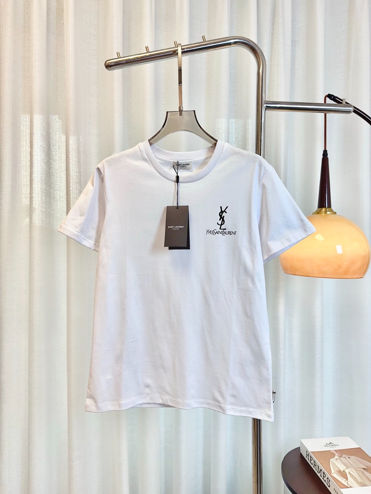 シンプル ロゴ コットン 半袖Tシャツ イヴ・サンローラン Tシャツ コピー ホワイト