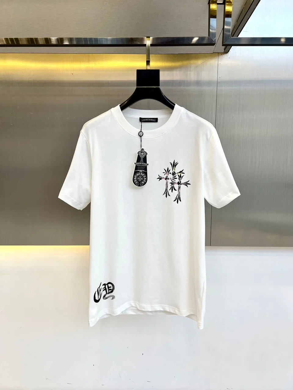 ストリート カジュアル プリント クロムハーツ Tシャツ 偽物 コットン ホワイト ストリート カジュアル プリント クロムハーツ Tシャツ 偽物 コットン ホワイト